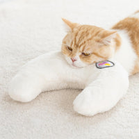 HKM-0207037 U-Shaped Orthopedic Cat & Puppy Pillow for Joint Relief - 10.6x9.8 Inch Fluffy Support Cushion - White