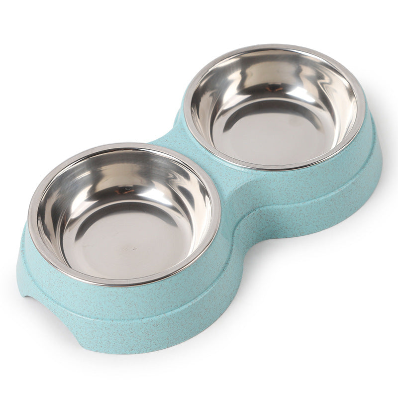 HKM-0207549 Stainless Steel Rice Bowl for Pets ¨C Durable Straw Plastic, 24.5 x 13.5 x 4.6 cm, Available in Blue, Green, Pink