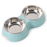 HKM-0207549 Stainless Steel Rice Bowl for Pets ¨C Durable Straw Plastic, 24.5 x 13.5 x 4.6 cm, Available in Blue, Green, Pink