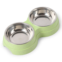 HKM-0207549 Stainless Steel Rice Bowl for Pets ¨C Durable Straw Plastic, 24.5 x 13.5 x 4.6 cm, Available in Blue, Green, Pink