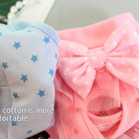 HKM-0207933 Bichon Poodle Canine Menstrual Panties in Denim with Mesh Bow - Pink & Blue Options Available
