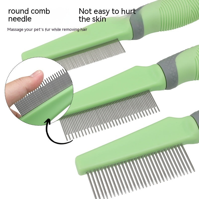 HKM-0208957 Metal and TPR Pet Dog Hair Removal Comb with Thin and Dense Teeth