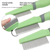 HKM-0208957 Metal and TPR Pet Dog Hair Removal Comb with Thin and Dense Teeth