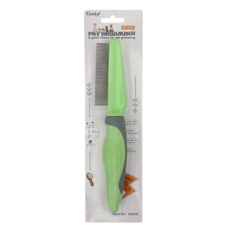 HKM-0208957 Metal and TPR Pet Dog Hair Removal Comb with Thin and Dense Teeth