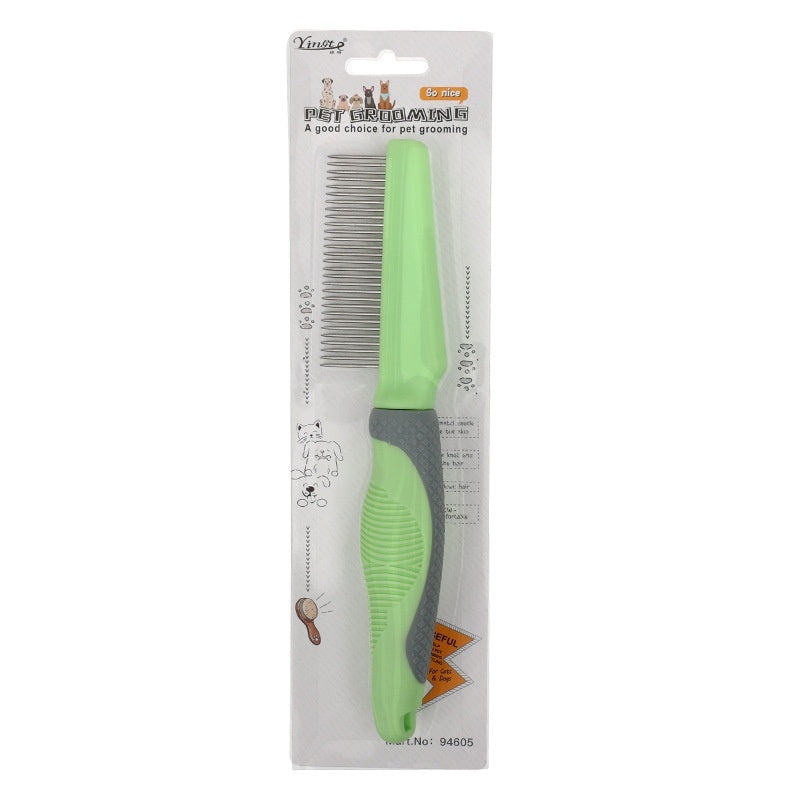 HKM-0208957 Metal and TPR Pet Dog Hair Removal Comb with Thin and Dense Teeth