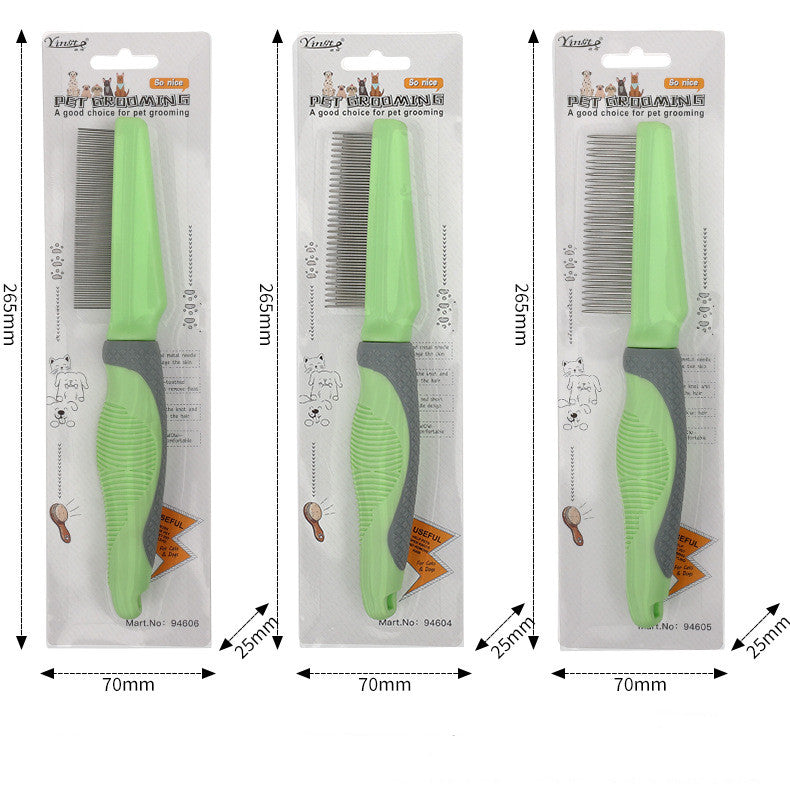 HKM-0208957 Metal and TPR Pet Dog Hair Removal Comb with Thin and Dense Teeth