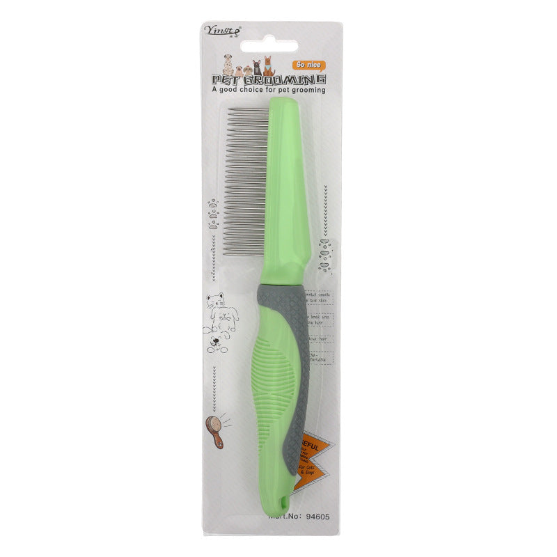 HKM-0208957 Metal and TPR Pet Dog Hair Removal Comb with Thin and Dense Teeth