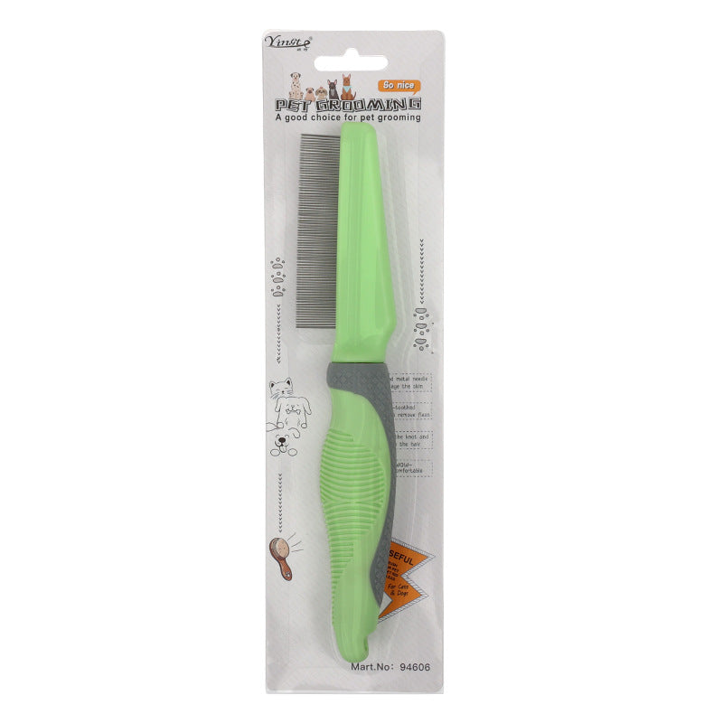 HKM-0208957 Metal and TPR Pet Dog Hair Removal Comb with Thin and Dense Teeth