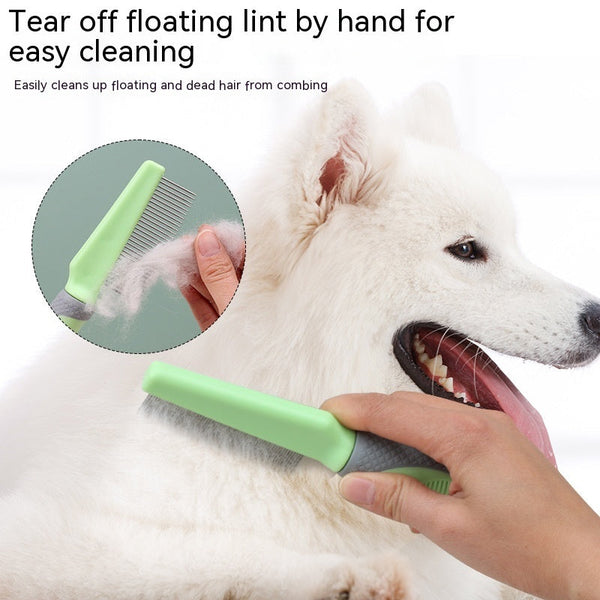 HKM-0208957 Metal and TPR Pet Dog Hair Removal Comb with Thin and Dense Teeth