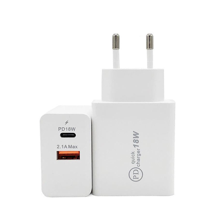 HKM-021075 18W USB-C Fast Charge Adapter for Smartphones and Devices - Wall Charger US Plug