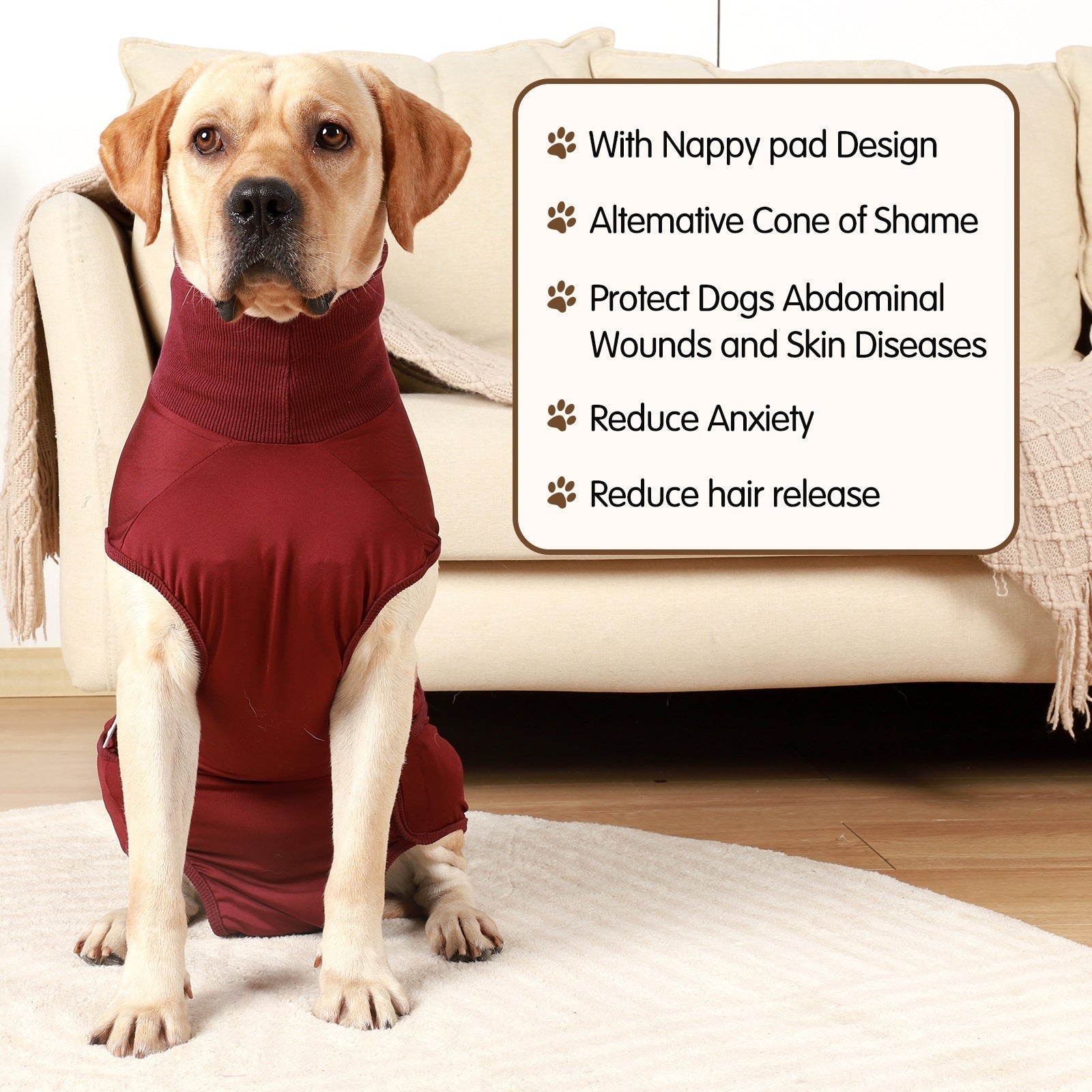 HKM-0211517 Post-Sterilization Pet Dog Vest in Grey and Wine Red - Polyester Fabric, Multiple Sizes Available