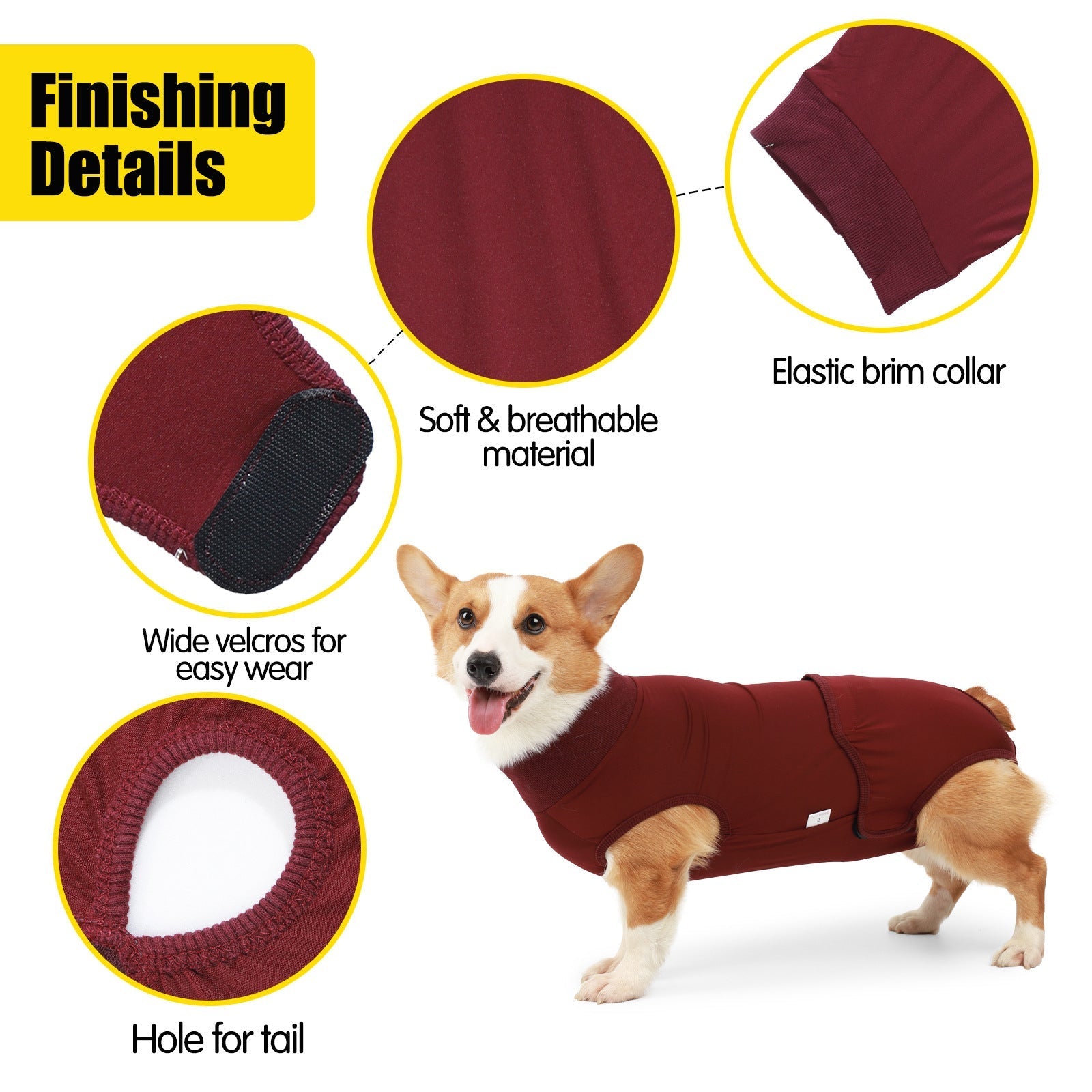 HKM-0211517 Post-Sterilization Pet Dog Vest in Grey and Wine Red - Polyester Fabric, Multiple Sizes Available
