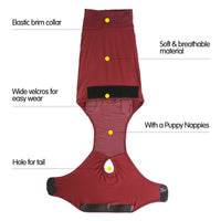 HKM-0211517 Post-Sterilization Pet Dog Vest in Grey and Wine Red - Polyester Fabric, Multiple Sizes Available