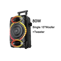 HKM-021203 15-Inch Portable Rechargeable Karaoke Trolley Speaker with Bluetooth and USB Connectivity