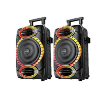 HKM-021203 15-Inch Portable Rechargeable Karaoke Trolley Speaker with Bluetooth and USB Connectivity