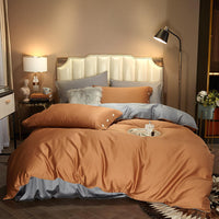 HKM-021203 Modern Plain Stitching 60 Pure Double Double Cotton Four-Piece Bedding Set - Available in Multiple Color Combinations