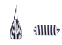 HKM-021267 Women's Striped Tote Bag – Casual Korean Handbag for Shopping and Everyday Use
