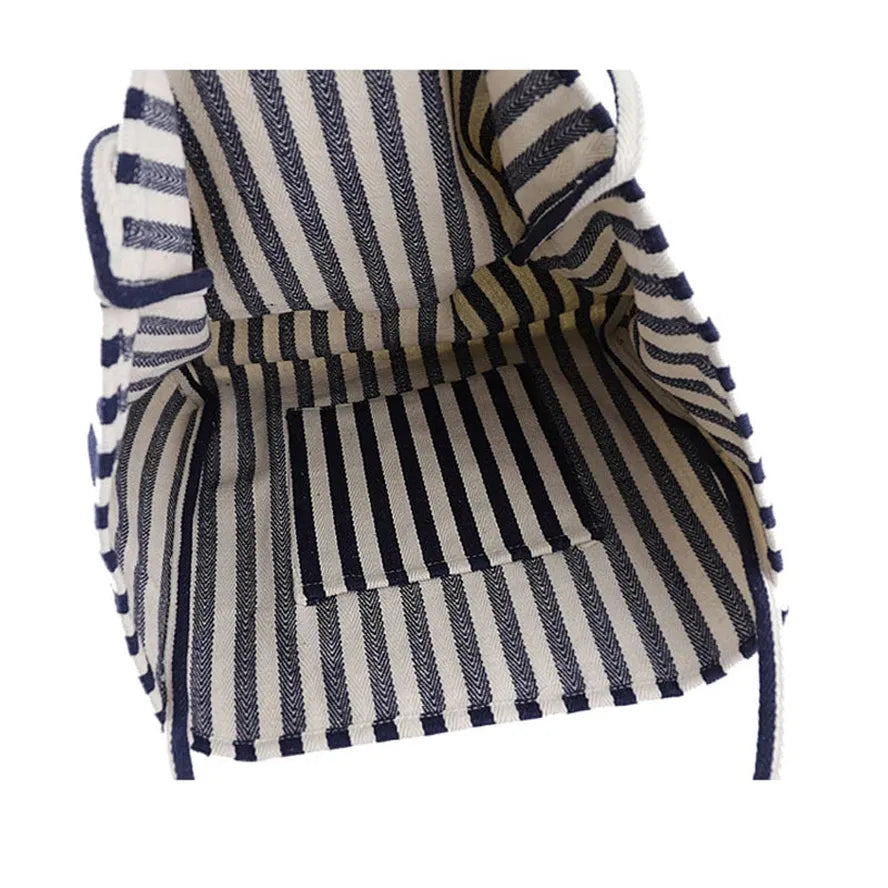 HKM-021267 Women's Striped Tote Bag – Casual Korean Handbag for Shopping and Everyday Use