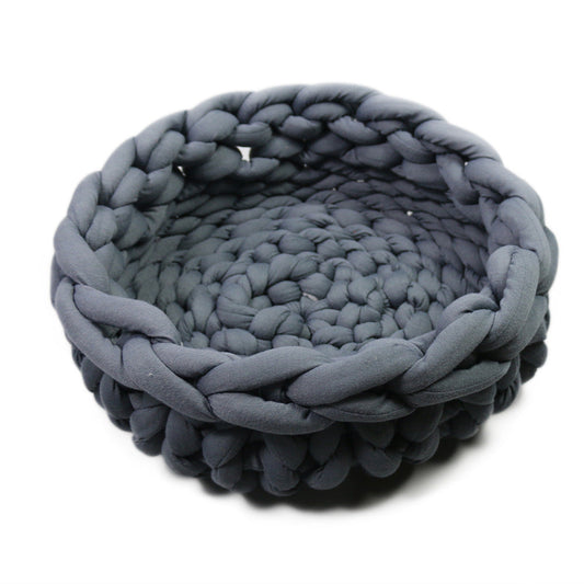 HKM-0213181 Coarse Wool Hand-woven Washable Pet Nest in Solid Colors, Multiple Sizes Available