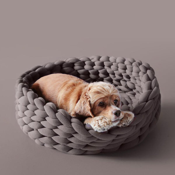 HKM-0213181 Coarse Wool Hand-woven Washable Pet Nest in Solid Colors, Multiple Sizes Available