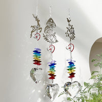 HKM-021331 Elk Rainbow Wind Chimes - Handmade Crystal Courtyard Decoration 31cm