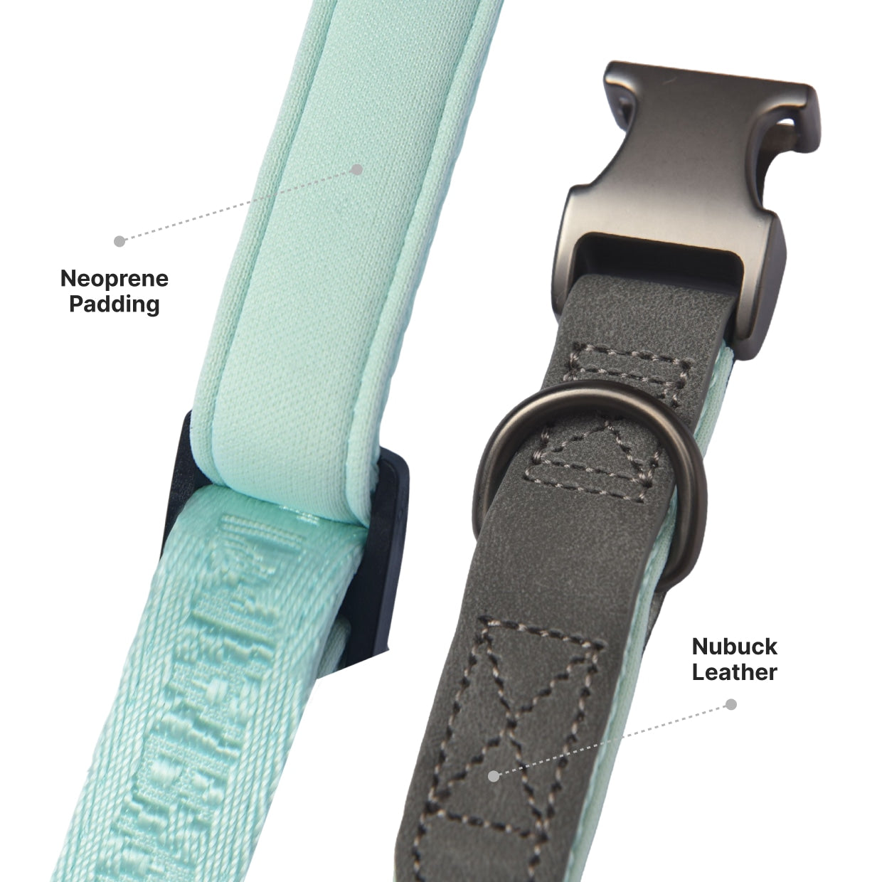HKM-0214589 Adjustable Neoprene Padded Dog Collar with Side-Release Buckle and D-Ring, 1 Inch Wide