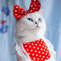 HKM-021459 Colorful Cat Lace Suit Scarf Bib with Floral and Plaid Designs for All Seasons