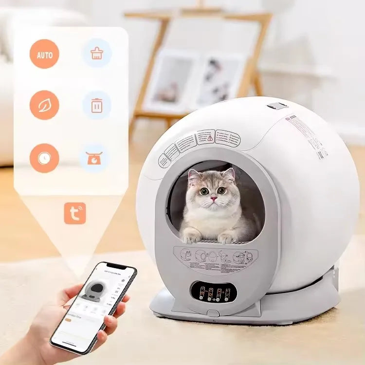 HKM-021651 Automatic Self-Cleaning Cat Litter Box, Eco-Friendly Design, Odor Control, Large 65L Capacity, Easy Maintenance