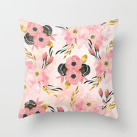 HKM-021651 Minimalist Flower Print Cotton Pillow Cover - 45x45 cm, Rustic Home Decor