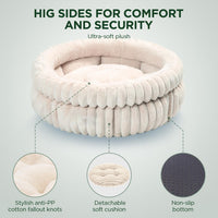 HKM-0217149 Ultra-Soft Plush Cat Bed with Anti-Slip Bottom - Washable for Indoor Cats and Kittens