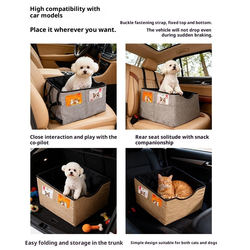 HKM-0217917 Portable Long-Distance Pet Car Nest with Four-Season Oxford Fabric in Gray, Khaki, Blue, and Cyan