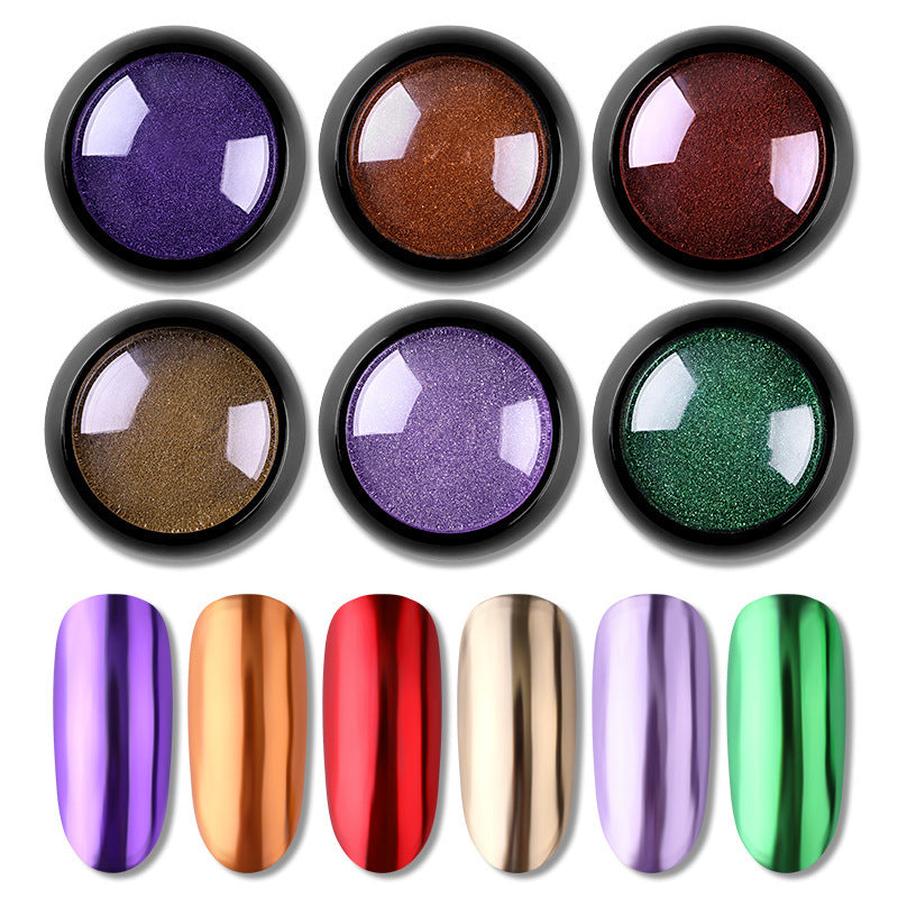 HKM-021843 Titanium Nail Glitter Powder - 12 Models, 4.0x4.0cm, 10g per Box, Create Stunning Mirror Effects