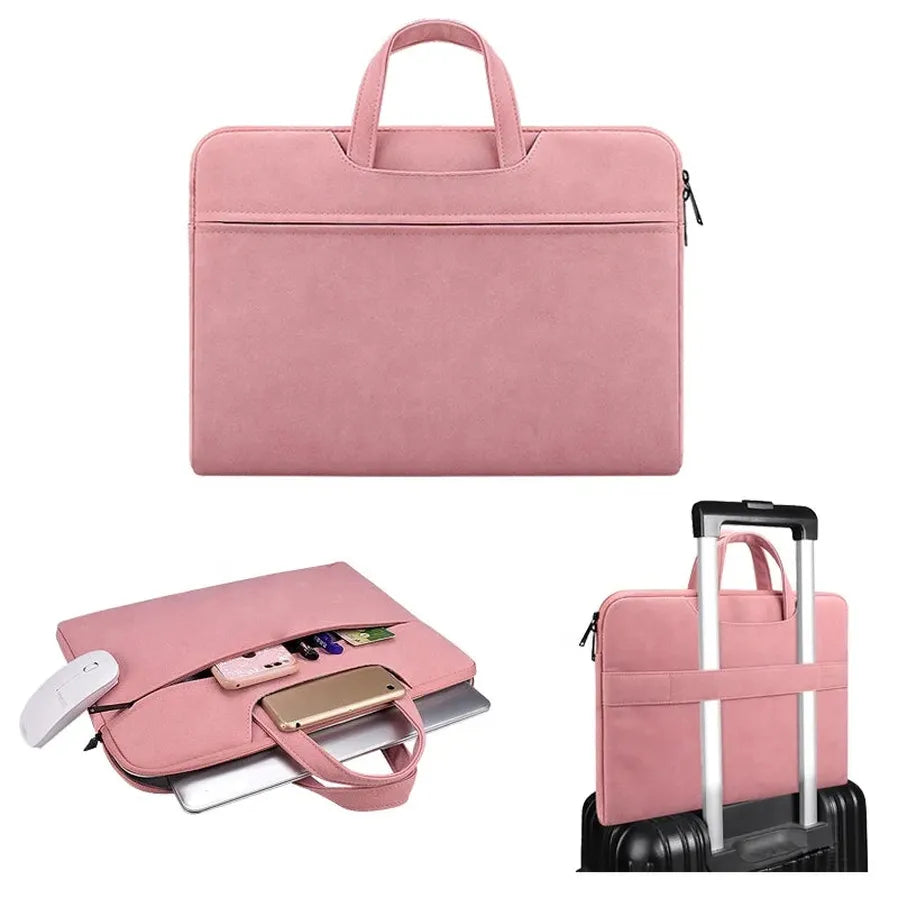 HKM-021907 Matte PU Zipper Handbag for Laptops and Travel Essentials