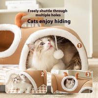HKM-0220733 Cozy Cat Nest with Hide-and-Seek Tunnel for Play and Rest