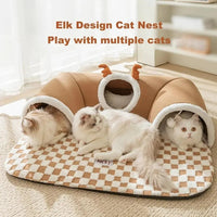HKM-0220733 Cozy Cat Nest with Hide-and-Seek Tunnel for Play and Rest
