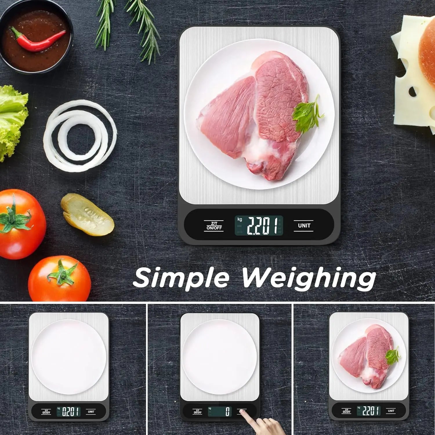 HKM-022099 Smart Stainless Steel Kitchen Scale 5kg/10kg Accurately Weigh Ingredients