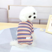 HKM-0221245 Stylish Striped Cotton Loungewear for Pets in Blue, Orange & Grey