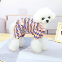 HKM-0221245 Stylish Striped Cotton Loungewear for Pets in Blue, Orange & Grey