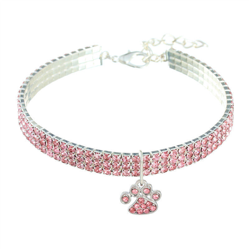 HKM-0221501 Diamond-Encrusted Elastic Pet Collar for Cats and Dogs - Multiple Colors Available