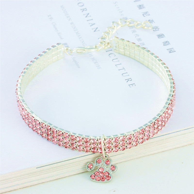 HKM-0221501 Diamond-Encrusted Elastic Pet Collar for Cats and Dogs - Multiple Colors Available
