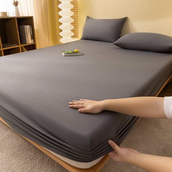HKM-022163 Class A Fitted Mattress Cover - Soft Washed Cotton, Sizes 90x200 to 200x220 for Thin and Thick Pads