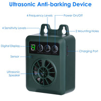 HKM-0222141 Ultrasonic Dog Bark Control Device with Adjustable Frequency and Sensitivity - 49.2 Feet Range