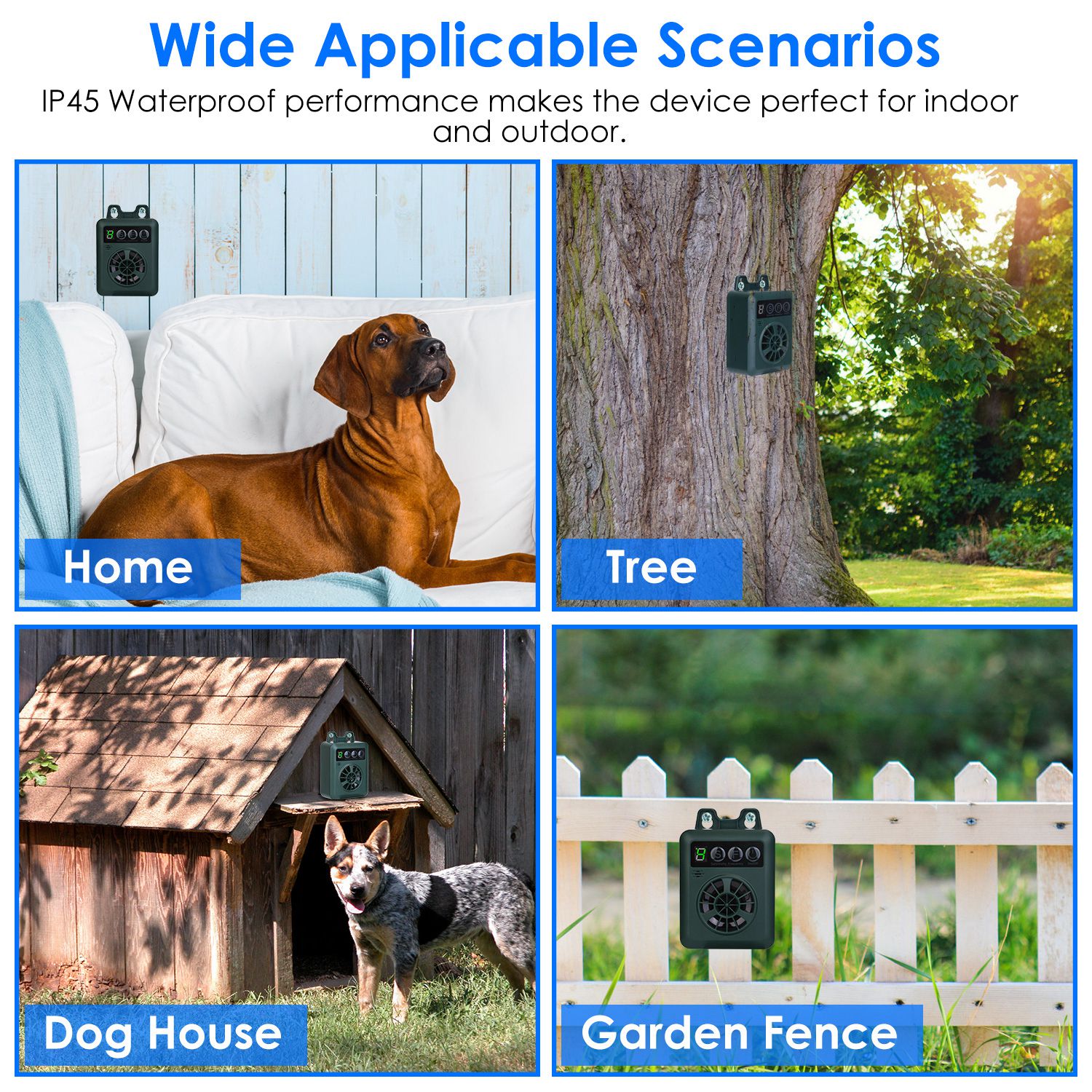 HKM-0222141 Ultrasonic Dog Bark Control Device with Adjustable Frequency and Sensitivity - 49.2 Feet Range