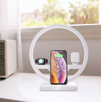 HKM-022227 3 in 1 Wireless Quick Charger for iPhone X XR, Apple Watch, and AirPods with LED Light, Overheat Protection