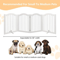 HKM-0222525 Tall Freestanding Pet Gate - 27.6" Height, 4 Panel Solid Wood Folding Safety Fence with Support Feet for Stairs and Doorways