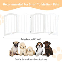 HKM-0222525 Tall Freestanding Pet Gate - 27.6" Height, 4 Panel Solid Wood Folding Safety Fence with Support Feet for Stairs and Doorways
