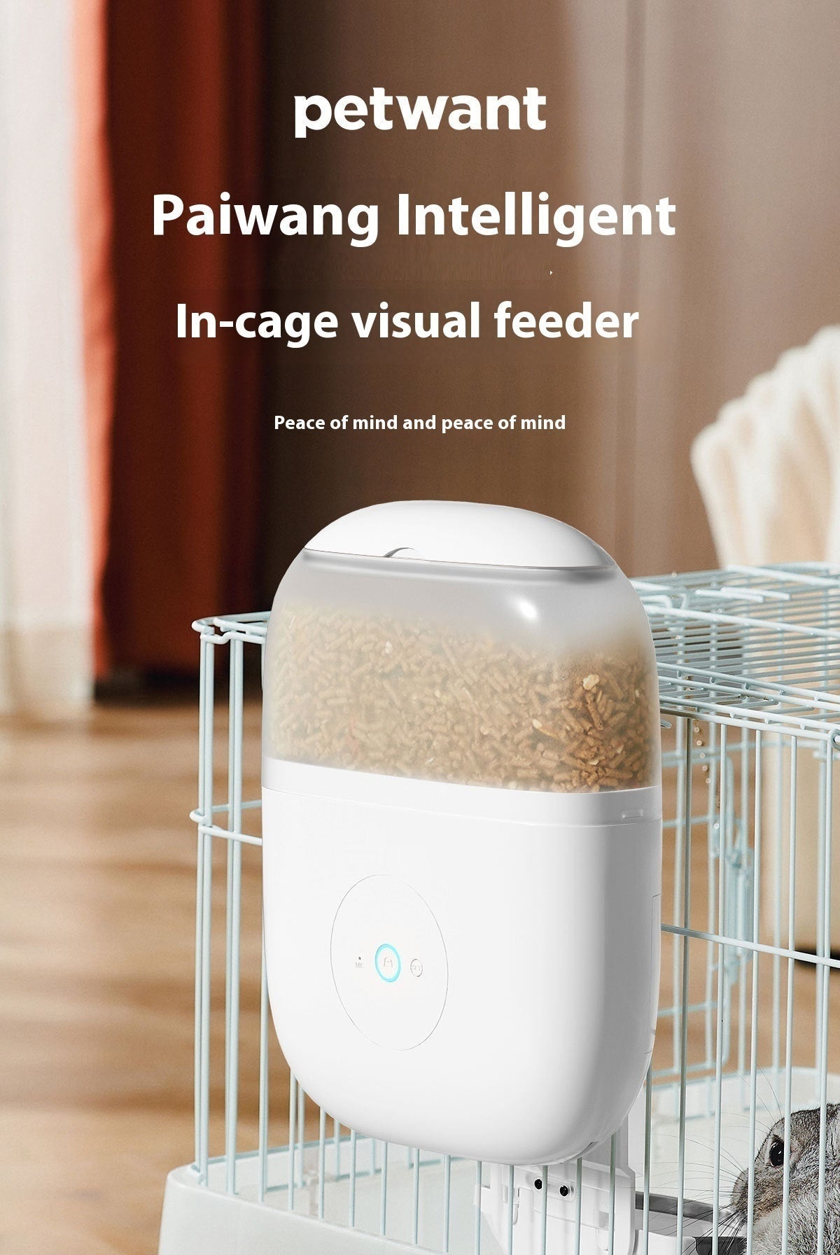 HKM-0222653 Automatic Pet Feeder with Remote Camera for Hamsters and Rabbits - Food Grade Materials, Battery & Plug-In Options