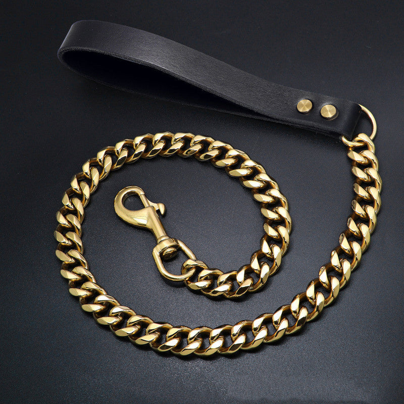 HKM-022355 19mm Golden Stainless Steel Dog Leash for Small to Medium Dogs