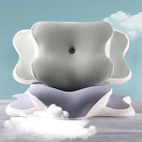 HKM-022483 Butterfly Shaped Cervical Support Memory Foam Pillow in Dark Gray, Bean Green, and Lavender Purple