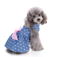 HKM-0225213 Pet Bow Skirt Summer Dress for All Sizes - Stylish Polyester Outfit